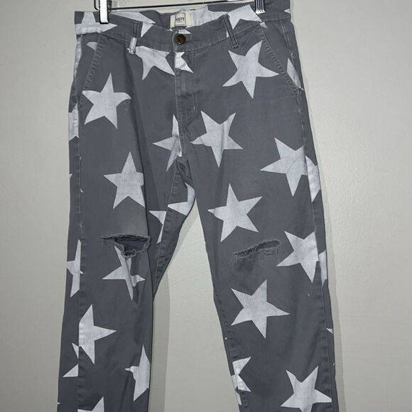 Heft size 32 men’s star pattern distressed joggers - Picture 2 of 8
